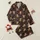 Christmas Cow Lovers' Festive Brown Highland Cow, Red Santa Hats, Green Plaid, Snowflakes, Holly, Gold Stars on Chocolate Brown Satin Pajamas Set - 1
