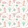 Women's Whimsical Watercolor Western Pink Boots Hats Skulls Cacti Lily Gold Stars Pattern Satin Pajamas Set - 2