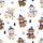 Rustic Christmas Fans' Whimsical Brown Highland Cow Blue Beanie Scarf Yarn Art Pattern Satin Pajamas Set - 2