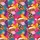 Cozy Winter Fans' Whimsical Highland Cow Santa Hat Bubblegum Paint Splatter Design Satin Pajamas Set - 2