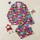 Festive Animal Art Fans' Shaggy Highland Cow Santa Hat Sunglasses Grunge Sketchy Design Magenta Teal Snowflakes Satin Pajamas Set - 1