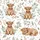 Holiday Families' Whimsical Highland Calf Christmas Lights Seamless Pattern, Muted Watercolor Botanicals & Vintage Accents Satin Pajamas Set - 2