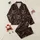 Cow Lovers' Bohemian Dark Chocolate Brown Highland Cow White Line Art Floral Pattern Satin Pajamas Set - 1