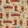 Cozy Holiday Enthusiasts' Warm Beige Rustic Red Highland Cow Winter Wonderland & Vintage Truck Pattern Satin Pajamas Set - 2