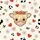 Animal Lovers' Whimsical Highland Calf Floral Crown Creamy Tan Red Hearts Cow Spot Pattern Satin Pajamas Set - 2