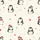Families' Whimsical Hand-Drawn Penguins, Red Scarves, Gold Stars, & Grey Snowflakes on Cream Pattern Satin Pajamas Set - 2