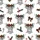 Farm Animal Lovers' Whimsical Hand-Drawn Highland Cow Heads Festive Red Green Plaid Bows Candy Canes Berries Satin Pajamas Set - 2
