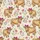 Highland Cow Lovers' Whimsical Flat Art Highland Cow with Fuchsia Bows & Wildflowers Pattern on Muted Sand Cream Satin Pajamas Set - 2