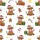 Holiday Animal Lovers' Whimsical Brown Highland Cows in Santa Hats, Christmas Candies & Snowman Pattern on White Satin Pajamas Set - 2