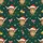Highland Cow Fans' Festive Forest Green Pattern with Santa Hat Cows & Vintage Christmas Lights Satin Pajamas Set - 2