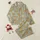 Little Ones & Families Muted Sage Green Sleepy Baby Giraffe Cloud Star Pattern, Golden Yellow & Cream Gentle Art Satin Pajamas Set - 1