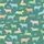Kids' Playful Distressed Cow Pattern, Pastel Pink Orange Yellow Sky Blue Green on Solid Teal Green Satin Pajamas Set - 2
