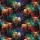 Highland Cow Lovers' Cosmic Nebula Realistic Highland Cow Design, Vibrant Red Orange Green Purple Stars Satin Pajamas Set - 2