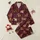 Holiday Animal Lovers' Whimsical Cartoon Highland Cow Festive Christmas Pattern with Santa Hats Snowflakes on Maroon Satin Pajamas Set - 1
