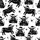 Festive Crafters' Black White Highland Cow Christmas Lights Tossed Silhouette Pattern Satin Pajamas Set - 2