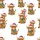 Highland Cow Lovers' Whimsical Christmas Cow Pattern in Warm Browns with Red Santa Hats & Festive Striped Scarves Satin Pajamas Set - 2