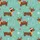 Holiday Dachshund Lovers' Mint Green Illustrative Festive Dachshunds in Santa Hats, Reindeer, Colorful Christmas Lights & White Snowflakes Pattern Satin Pajamas Set - 2