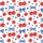 Patriotic Style Lovers' Whimsical Red Cherries Blue Bows White Stars Watercolor Pattern Satin Pajamas Set - 2