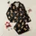Family Christmas Lovers' Adorable Baby Highland Cow Festive Seamless Pattern with Santa Hats, Holly, Candy Canes on Deep Black Satin Pajamas Set - 1