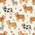 Country Christmas Enthusiasts' Cheerful Cartoon Cows, Santa Hats, Multi-Color Christmas Lights, Holly & Snowflakes Pattern on Cream-Beige Satin Pajamas Set - 2
