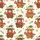 Festive Animal Lovers' Whimsical Hand-Drawn Cow Green Santa Hat Christmas Lights Red Snowflakes Ivory Pattern Satin Pajamas Set - 2