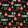Family's Festive Black Christmas Pattern: Bold Red & White Text, Green '25' Accents, Ornaments, Trees & Reindeer Design Satin Pajamas Set - 2