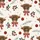 Cozy Christmas Lovers' Brown Highland Cow Heads, Red Plaid Bows, Green Berry Wreaths, Dark Red Ornaments, Off-White Background Satin Pajamas Set - 2