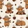 Winter Animal Lovers' Faux Crochet Fluffy Highland Calf Leopard Beanie Coffee Seamless Pattern Satin Pajamas Set - 2