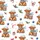 Holiday Crafters' Whimsical Watercolor Highland Cow Christmas Pattern with Blue Santa Hats & Snowy Buckets Satin Pajamas Set - 2