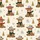 Festive Animal Lovers Adorable Highland Cow Plaid Scarf Hot Cocoa Christmas Trees Gold Glitter Pattern Satin Pajamas Set - 2