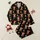 Animal Lovers' Festive Black Highland Cow Pattern with Red Beanies, Plaid Scarves, Cocoa Mugs & Gold Trees Satin Pajamas Set - 1
