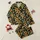 Sunflower Lovers' Illustrative Golden Yellow Sunflower & Muted Green Leaf Pattern on Black with Geometric Lattice Satin Pajamas Set - 1
