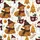Cozy Winter Lovers' Whimsical Highland Cow Snowman Plaid Pattern with Hot Cocoa, Golden Trees, Red & Green Accents Satin Pajamas Set - 2