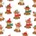 Winter Charm Lovers' Whimsical Fluffy Highland Cow Red White Knit Hat Holly Berry Seamless Pattern Satin Pajamas Set - 2