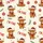 Holiday Humor Enthusiasts' Whimsical Highland Cow Christmas Lights, Red Plaid Santa Hats, Sarcastic 'I'm Fine' on Cream Satin Pajamas Set - 2