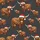Rustic Holiday Style Seamless Textured Highland Cow Pattern with Scarlet Santa Hats & Golden Lights Satin Pajamas Set - 2