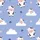 Cow Lovers' Soft Periwinkle Blue Kawaii Cartoon Cow White Black Spotted Pink Heart Clover Pattern Satin Pajamas Set - 2