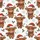 Festive Makers' Whimsical Fluffy Highland Cow Christmas Pattern with Santa Hats, Red Plaid & Colorful String Lights Satin Pajamas Set - 2