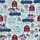 Patriotic Farm Lovers' Whimsical Barn Red Blue Farm Scene with Windmills, Flags & Fireworks Pattern Satin Pajamas Set - 2