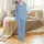 Bridesmaids' Elegant White Botanical Vine Pattern on Soft Powder Blue Satin Pajamas Set - 1