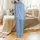 Bridesmaids' Elegant White Botanical Vine Pattern on Soft Powder Blue Satin Pajamas Set - 2