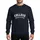 College Enthusiasts' Classic Varsity Bold Arched Distressed White Black Typographic Emblem Sweatshirt - 1