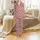 Pet Parents' Medium Pink Repeating Tabby Cat & Shiba Inu Faces White Paw Print Design Satin Pajamas Set - 2