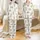Baby Lovers' Hand-Drawn Crochet-Style Sleepy Bear Pastel Blue Cream Sky Pattern Satin Pajamas Set - 1