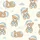 Baby Lovers' Hand-Drawn Crochet-Style Sleepy Bear Pastel Blue Cream Sky Pattern Satin Pajamas Set - 4