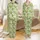 Girlie Pickle Fans' Coquette Pink Bow Watercolor Pickle Jar & Dill Botanical Pattern on Pale Mint Satin Pajamas Set - 1