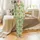 Girlie Pickle Fans' Coquette Pink Bow Watercolor Pickle Jar & Dill Botanical Pattern on Pale Mint Satin Pajamas Set - 2