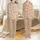 Golden Retriever Lovers' Photorealistic Golden Retriever Faces & Golden Paw Print Pattern, Muted Peachy Pink Satin Pajamas Set - 1