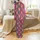 Women's Bold Fuchsia Emerald Green Striped Whimsical Tiger Pattern Satin Pajamas Set - 3
