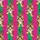 Women's Bold Fuchsia Emerald Green Striped Whimsical Tiger Pattern Satin Pajamas Set - 4